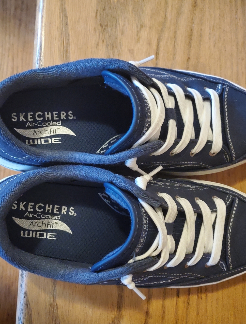 Skechers Blue and White Lace-Up Casual Sneakers